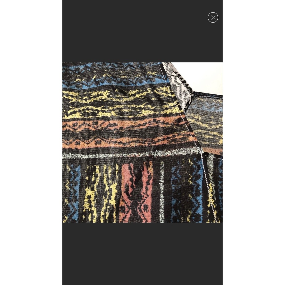 Free People Blouse Women's XS Multicolor Abstract Sheer Square Neck - Picture 4 of 7